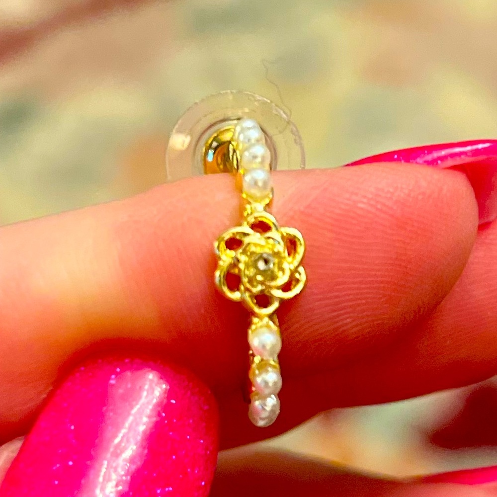 Pearl Camilla Rose Gold Hoops designer inspired by LadyKCO Boutique